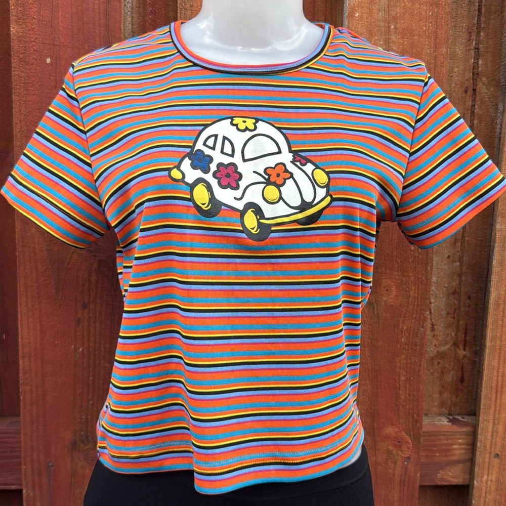 Next Era Multicolor Striped Kids Tee with Car Design S/M